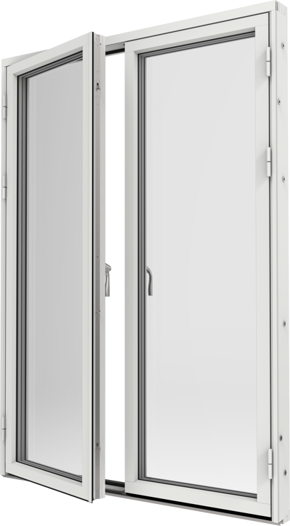 Original Alu 100 och Precision, Altanpardörr helglasad utsida öppen